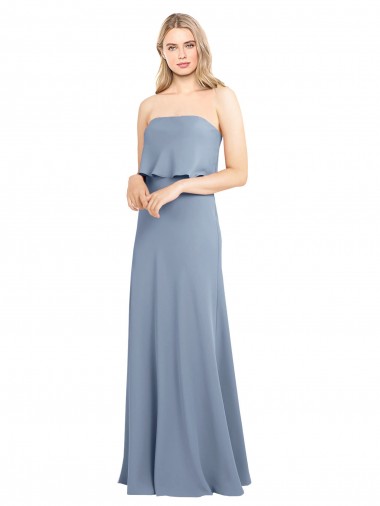 High Neck Stretch Crepe Sleeveless Smoke Blue Formal Dress / Bridesmaid Dress Edinburgh