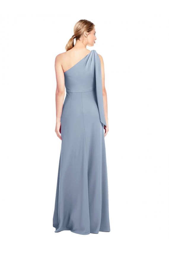 One Shoulder Stretch Crepe Flutter Sleeves Smoke Blue Formal Dress / Bridesmaid Dress Edinburgh
