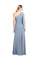 One Shoulder Stretch Crepe Flutter Sleeves Smoke Blue Formal Dress / Bridesmaid Dress Edinburgh