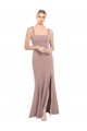 Square Neck Stretch Crepe Sleeveless Dusty Pink Prom Dress / Bridesmaid Dress Edinburgh
