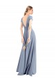 V-Neck Stretch Crepe Cap Sleeves Smoke Blue Prom Dress / Bridesmaid Dress Edinburgh