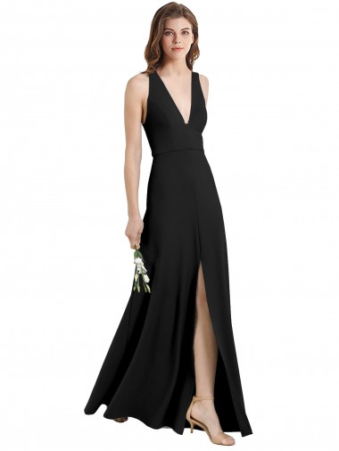 Halter Neck Stretch Crepe Sleeveless Black Formal Evening Gown / Prom Dress / Bridesmaid Dress Edinburgh