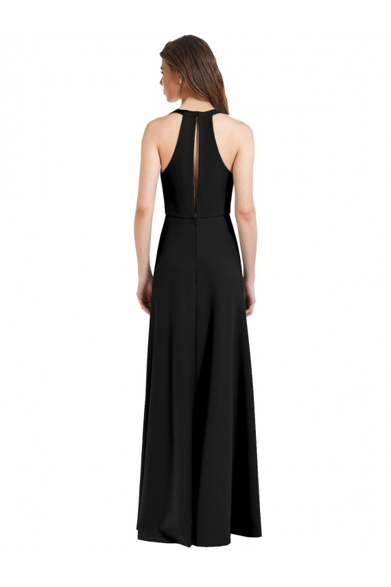 Halter Neck Stretch Crepe Sleeveless Black Formal Evening Gown / Prom Dress / Bridesmaid Dress Edinburgh