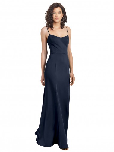 High Neck Stretch Crepe Sleeveless Low Back Dark Navy Formal Dress / Bridesmaid Dress Edinburgh