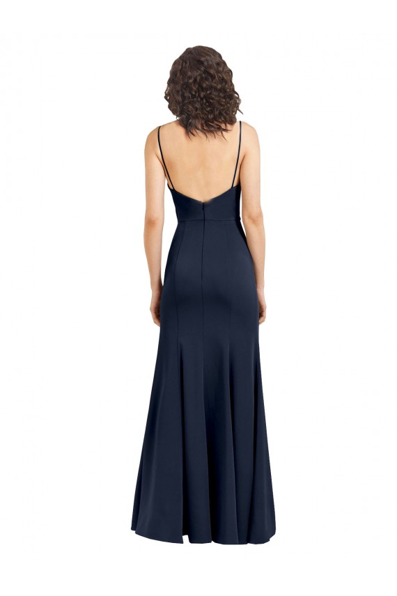 High Neck Stretch Crepe Sleeveless Low Back Dark Navy Formal Dress / Bridesmaid Dress Edinburgh