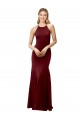 Halter Neck Stretch Crepe Sleeveless Criss Cross Back Burgundy Gold Formal Evening Gown / Prom Dress / Bridesmaid Dress Edinburgh