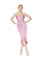 Spaghetti Straps Stretch Crepe Sleeveless Orchid High Low Evening Gown / Prom Dress / Bridesmaid Dress Edinburgh