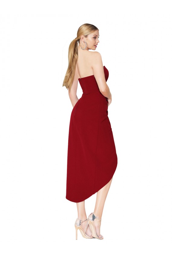 Sweetheart Stretch Crepe Sleeveless Burgundy High Low Evening Gown / Prom Dress / Bridesmaid Dress Edinburgh