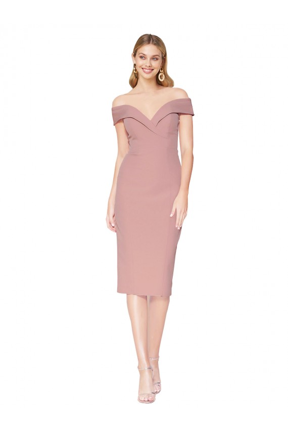 Off the Shoulder Stretch Crepe Sleeveless Dusty Pink Black Tie Evening Gown / Prom Dress / Bridesmaid Dress Edinburgh