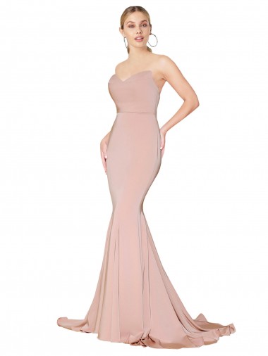 Sweetheart Stretch Crepe Sleeveless Low Back Mauve Formal Dress / Bridesmaid Dress Edinburgh