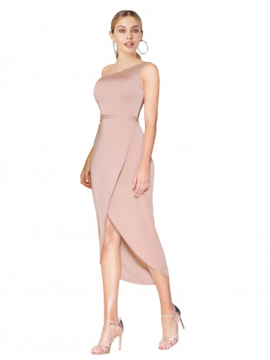 One Shoulder Stretch Crepe Sleeveless Mauve Formal Dress / Bridesmaid Dress Edinburgh