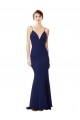 Spaghetti Straps Stretch Crepe Sleeveless Open Back Navy Blue Formal Dress / Bridesmaid Dress Edinburgh