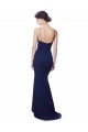 Spaghetti Straps Stretch Crepe Sleeveless Open Back Navy Blue Formal Dress / Bridesmaid Dress Edinburgh