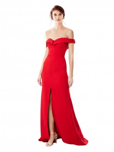 Off the Shoulder Stretch Crepe Sleeveless Red Bridesmaid Dress / Evening Dress Edinburgh