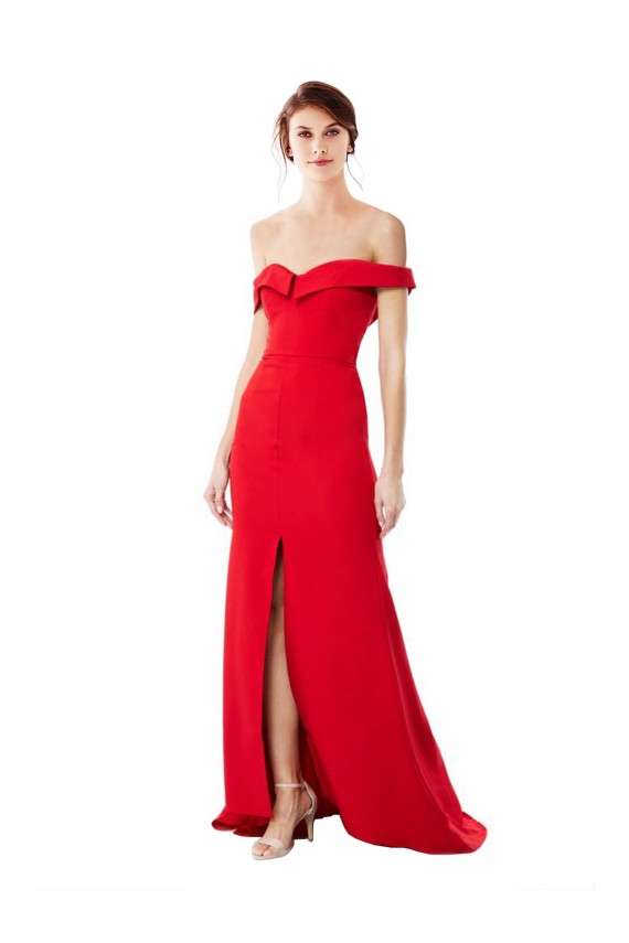 Off the Shoulder Stretch Crepe Sleeveless Red Bridesmaid Dress / Evening Dress Edinburgh