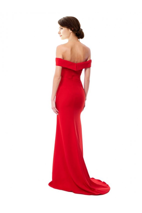 Off the Shoulder Stretch Crepe Sleeveless Red Bridesmaid Dress / Evening Dress Edinburgh