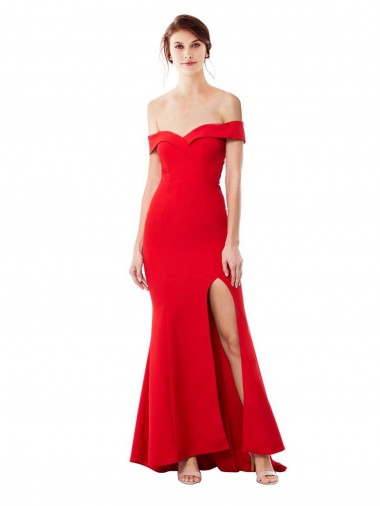 Off the Shoulder Stretch Crepe Sleeveless Red Formal Evening Dress / Prom Dress / Bridesmaid Dress Edinburgh
