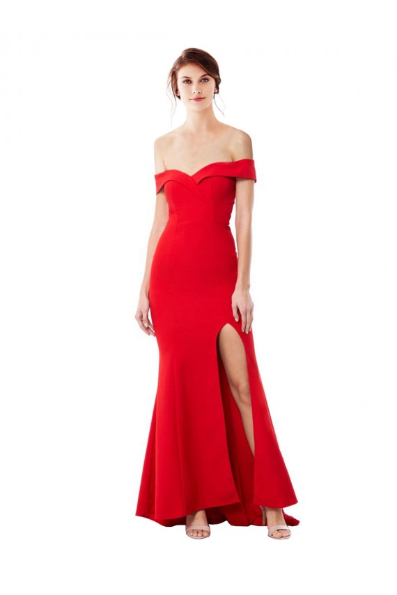 Off the Shoulder Stretch Crepe Sleeveless Red Formal Evening Dress / Prom Dress / Bridesmaid Dress Edinburgh