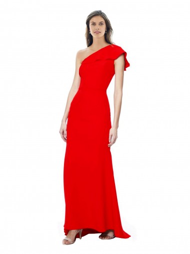 One Shoulder Stretch Crepe Sleeveless Red Formal Dress / Bridesmaid Dress Edinburgh