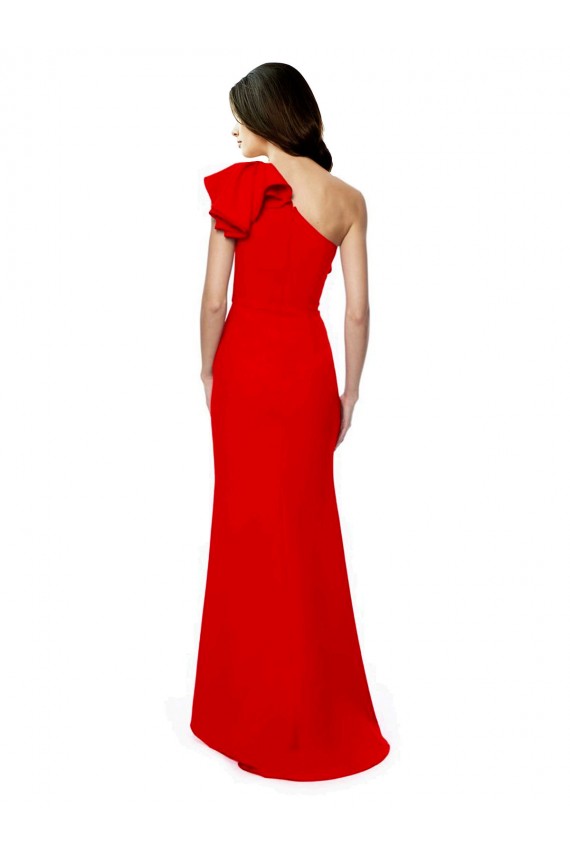 One Shoulder Stretch Crepe Sleeveless Red Formal Dress / Bridesmaid Dress Edinburgh
