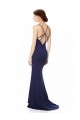 Halter Neck Stretch Crepe Sleeveless Criss Cross Open Back Navy Blue Formal Evening Gown / Prom Dress / Bridesmaid Dress Edinburgh