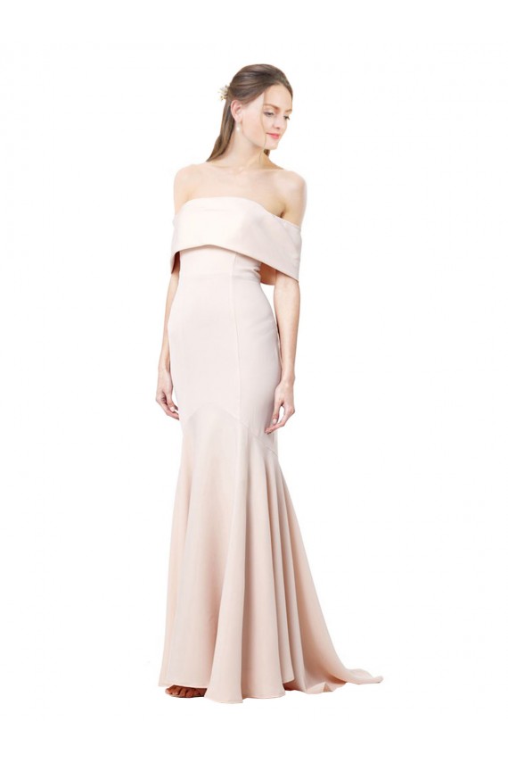 Off the Shoulder Stretch Crepe Sleeveless Nude Formal Evening Gown / Prom Dress / Bridesmaid Dress Edinburgh