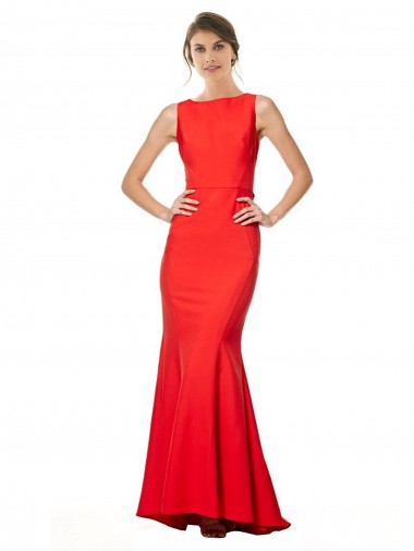 Halter Neck Stretch Crepe Sleeveless Open Back Red Bridesmaid Dress / Evening Gowns Edinburgh
