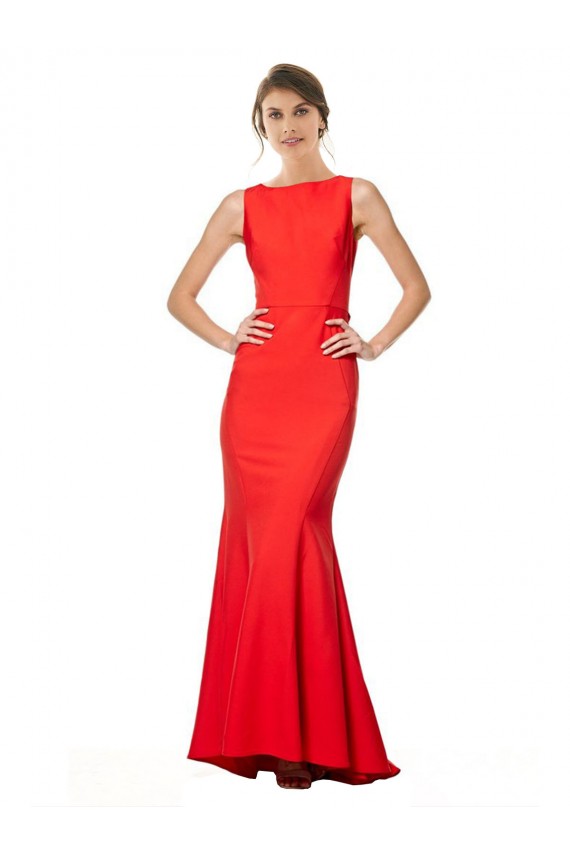 Halter Neck Stretch Crepe Sleeveless Open Back Red Bridesmaid Dress / Evening Gowns Edinburgh