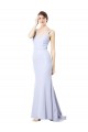 Spaghetti Straps Stretch Crepe Sleeveless Light Sky Blue Evening Gown / Prom Dress / Bridesmaid Dress Edinburgh