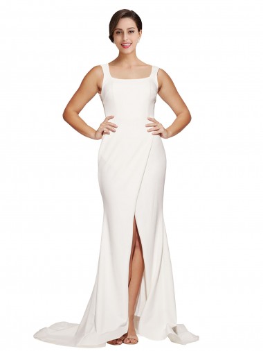 Square Neck Stretch Crepe Sleeveless Low Back Ivory Semi Formal Evening Dress / Prom Dress / Bridesmaid Dress Edinburgh