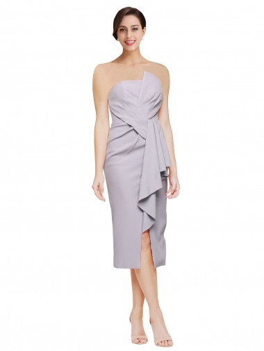Strapless Stretch Crepe Sleeveless Low Back Arctic Lilac High Low Evening Gown / Prom Dress / Bridesmaid Dress Edinburgh
