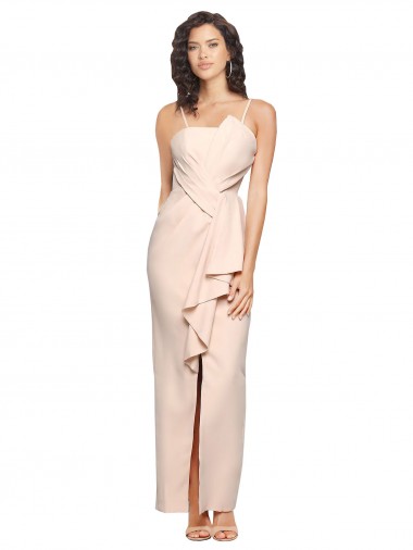 Strapless Stretch Crepe Sleeveless Low Back Nude Semi Formal Evening Dress / Prom Dress / Bridesmaid Dress Edinburgh