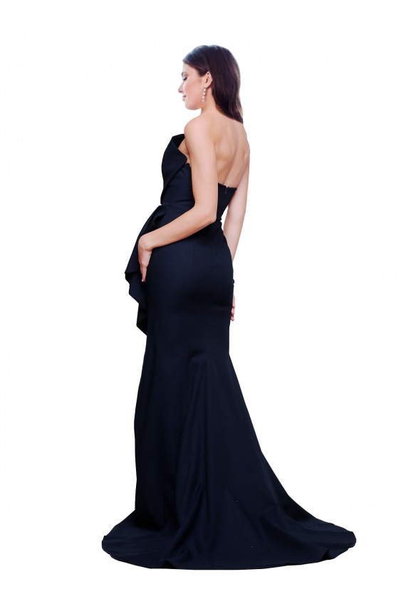 Strapless Stretch Crepe Sleeveless Low Back Dark Navy Semi Formal Evening Dress / Prom Dress / Bridesmaid Dress Edinburgh