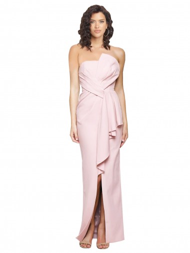 Strapless Stretch Crepe Sleeveless Low Back Pink Formal Dress / Bridesmaid Dress Edinburgh