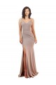 V-Neck Stretch Crepe Sleeveless Low Back Dusty Pink Black Tie Evening Gown / Prom Dress / Bridesmaid Dress Edinburgh