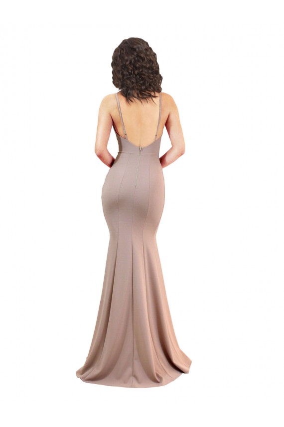 V-Neck Stretch Crepe Sleeveless Low Back Dusty Pink Black Tie Evening Gown / Prom Dress / Bridesmaid Dress Edinburgh