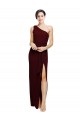 One Shoulder Stretch Crepe Sleeveless Burgundy Gold Black Tie Evening Gown / Prom Dress / Bridesmaid Dress Edinburgh