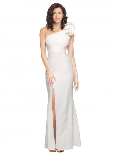 One Shoulder Stretch Crepe Sleeveless Ivory Formal Evening Dress / Bridesmaid Dress Edinburgh