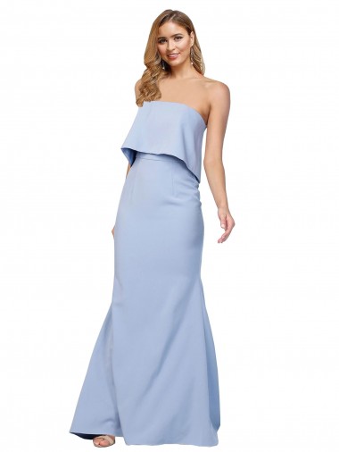 Strapless Stretch Crepe Sleeveless Low Back Light Sky Blue Formal Dress / Bridesmaid Dress Edinburgh