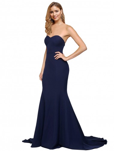 Sweetheart Stretch Crepe Sleeveless Low Back Dark Navy Formal Evening Gown / Prom Dress / Bridesmaid Dress Edinburgh
