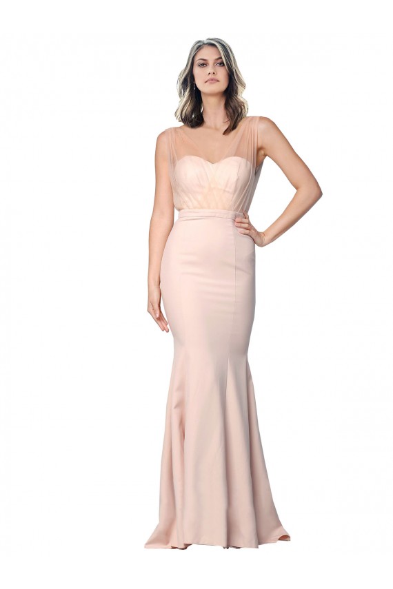 Sweetheart Stretch Crepe & Tulle Sleeveless Low Back Nude Formal Evening Gown / Prom Dress / Bridesmaid Dress Edinburgh