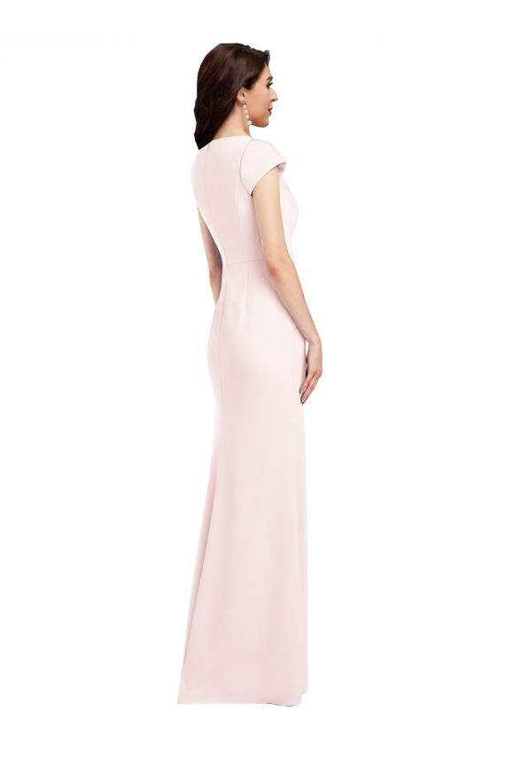 V-Neck Stretch Crepe Cap Sleeves Pink Formal Evening Gown / Prom Dress / Bridesmaid Dress Edinburgh
