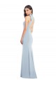 Bow Neck Stretch Crepe Sleeveless Open Back Light Sky Blue Semi Formal Evening Dress / Prom Dress / Bridesmaid Dress Edinburgh