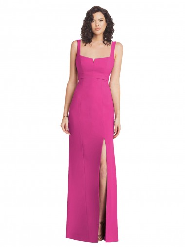Square Neck Stretch Crepe Sleeveless Low Back Fuchsia Semi Formal Evening Dress / Prom Dress / Bridesmaid Dress Edinburgh