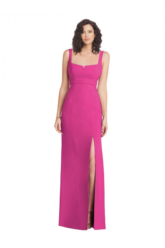 Square Neck Stretch Crepe Sleeveless Low Back Fuchsia Semi Formal Evening Dress / Prom Dress / Bridesmaid Dress Edinburgh