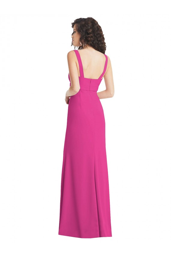 Square Neck Stretch Crepe Sleeveless Low Back Fuchsia Semi Formal Evening Dress / Prom Dress / Bridesmaid Dress Edinburgh