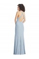 Halter Neck Stretch Crepe Sleeveless Criss Cross Back Light Sky Blue Formal Evening Gown / Prom Dress / Bridesmaid Dress Edinburgh