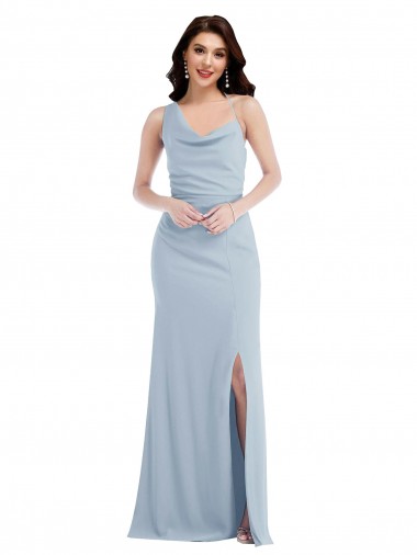 One Shoulder Stretch Crepe Sleeveless Light Sky Blue Formal Dress / Bridesmaid Dress Edinburgh