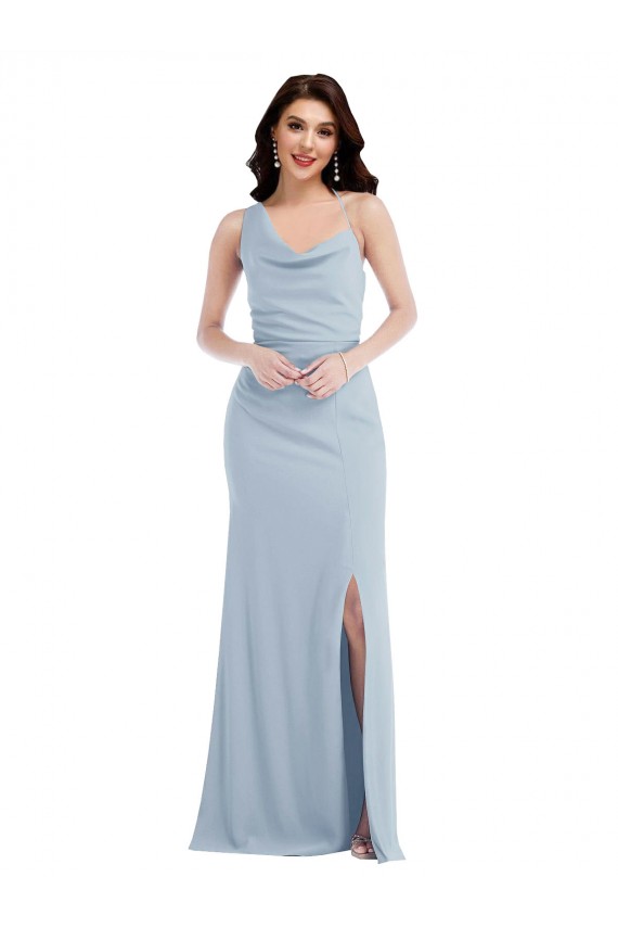 One Shoulder Stretch Crepe Sleeveless Light Sky Blue Formal Dress / Bridesmaid Dress Edinburgh