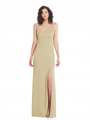 Square Neck Stretch Crepe Sleeveless Low Back Champagne Formal Evening Gown / Prom Dress / Bridesmaid Dress Edinburgh